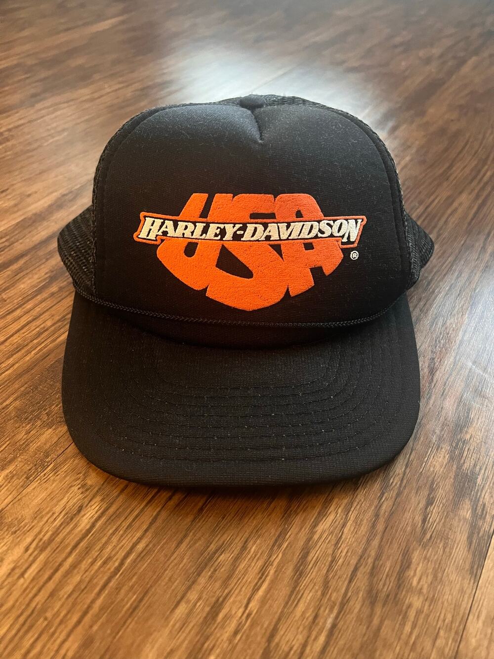 Vintage 80s 90s Harley Davidson 3D Puff Print Trucker Hat Snapback
